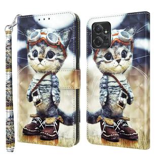 For Motorola Moto G Power 2023 3D Painted Leather Phone Case(Naughty Cat)