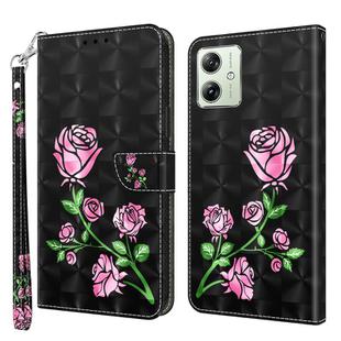 For Motorola Moto G54 3D Painted Leather Phone Case(Rose)