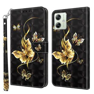 For Motorola Moto G54 3D Painted Leather Phone Case(Golden Swallow Butterfly)