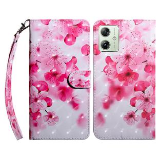 For Motorola Moto G54 3D Painted Leather Phone Case(Red Flower)