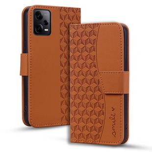 For Xiaomi Redmi Note 12 Pro+ 5G Global Business Diamond Buckle Leather Phone Case with Lanyard(Brown)