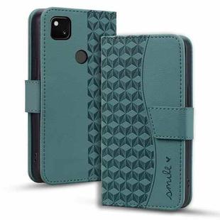 For Google Pixel 4a 4G Business Diamond Buckle Leather Phone Case with Lanyard(Green)