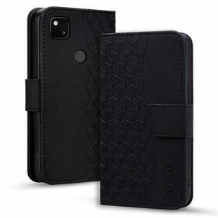 For Google Pixel 4a 4G Business Diamond Buckle Leather Phone Case with Lanyard(Black)