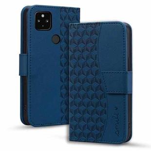 For Google Pixel 4a 5G Business Diamond Buckle Leather Phone Case with Lanyard(Royal Blue)