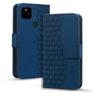 For Google Pixel 5a Business Diamond Buckle Leather Phone Case with Lanyard(Royal Blue)