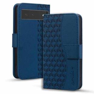 For Google Pixel 6a Business Diamond Buckle Leather Phone Case with Lanyard(Royal Blue)