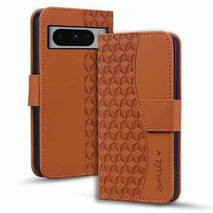 For Google Pixel 8 Pro Business Diamond Buckle Leather Phone Case with Lanyard(Brown)