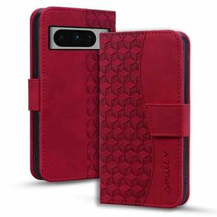 For Google Pixel 8 Pro Business Diamond Buckle Leather Phone Case with Lanyard(Wine Red)