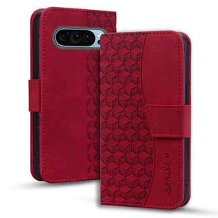 For Google Pixel 9 Pro Business Diamond Buckle Leather Phone Case with Lanyard(Wine Red)