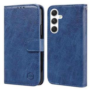 For Samsung Galaxy S24 5G Skin Feeling Oil Leather Texture PU + TPU Phone Case(Dark Blue)