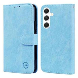 For Samsung Galaxy S24 5G Skin Feeling Oil Leather Texture PU + TPU Phone Case(Light Blue)