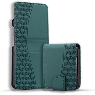 For Samsung Galaxy Z Flip3 5G Business Diamond Buckle Leather Phone Case with Lanyard(Green)