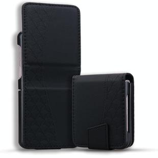 For Samsung Galaxy Z Flip3 5G Business Diamond Buckle Leather Phone Case with Lanyard(Black)
