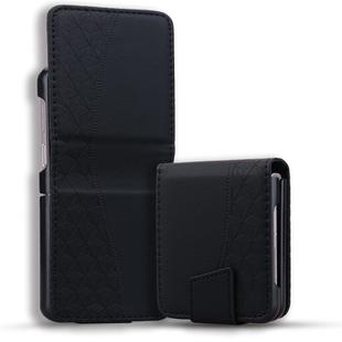 For Samsung Galaxy Z Flip5 Business Diamond Buckle Leather Phone Case with Lanyard(Black)