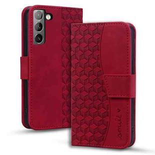 For Samsung Galaxy S23 5G Diamond Buckle Leather Phone Case with Lanyard(Wine Red)