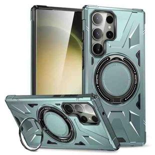 For Samsung Galaxy S24 Ultra 5G MagSafe Magnetic Shockproof Phone Case with Ring Holder(Green)