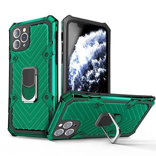 For iPhone 11 Pro Cool Armor PC+TPU Shockproof Case with 360 Degree Rotation Ring Holder(Dark Green)