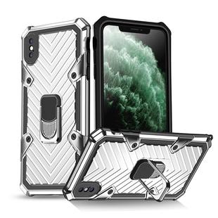 For iPhone X / XS Cool Armor PC+TPU Shockproof Case with 360 Degree Rotation Ring Holder(Silver)