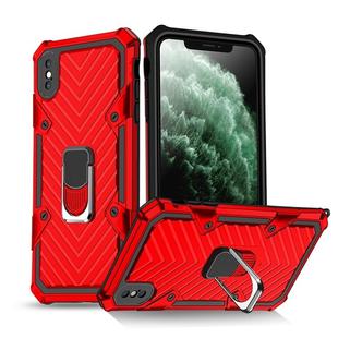 For iPhone X / XS Cool Armor PC+TPU Shockproof Case with 360 Degree Rotation Ring Holder(Red)