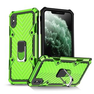 For iPhone X / XS Cool Armor PC+TPU Shockproof Case with 360 Degree Rotation Ring Holder(Green)