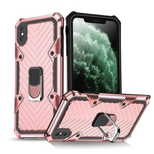 For iPhone XS Max Cool Armor PC+TPU Shockproof Case with 360 Degree Rotation Ring Holder(Rose Gold)