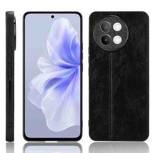 For vivo S18e 5G Cow Pattern Sewing Back Cover Phone Case(Black)