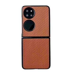 For Huawei P50 Pocket Weave Texture PC Phone Case(Brown)