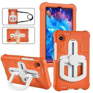 For Samsung Galaxy Tab A9 Shield 360 Rotation Handle EVA Shockproof PC Tablet Case(Orange Beige)