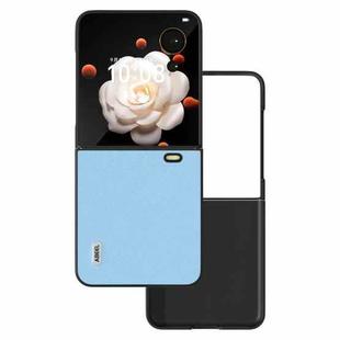 For Honor Magic V Flip ABEEL Genuine Leather Wave Black Edge Phone Case(Blue)