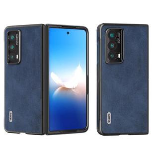 For Honor Magic VS2 ABEEL Black Edge Two-color Calf Texture PU Phone Case(Blue)