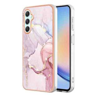 For Samsung Galaxy A25 5G Electroplating Marble Dual-side IMD Phone Case(Rose Gold 005)