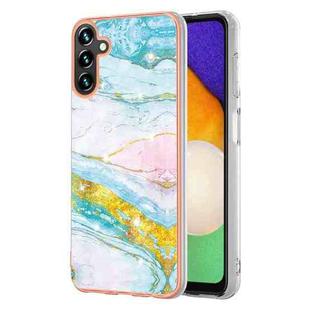 For Samsung Galaxy A35 5G Electroplating Marble Dual-side IMD Phone Case(Green 004)