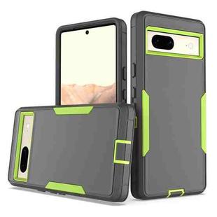 For Google Pixel 7a 2 in 1 Magnetic PC + TPU Phone Case(Gray+Fluorescent Green)