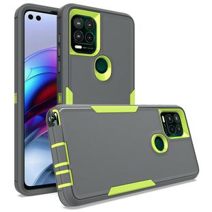 For Motorola Moto G Stylus 5G 2 in 1 Magnetic PC + TPU Phone Case(Gray+Fluorescent Green)