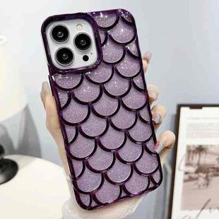 For iPhone 12 Pro Mermaid Scale Electroplated Glitter Paper Phone Case(Purple)