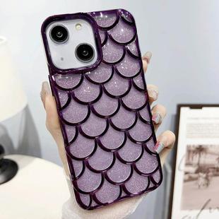 For iPhone 14 Mermaid Scale Electroplated Glitter Paper Phone Case(Purple)