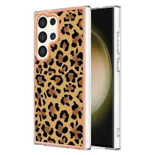 For Samsung Galaxy S24 Ultra 5G Electroplating Marble Dual-side IMD Phone Case(Leopard Print)