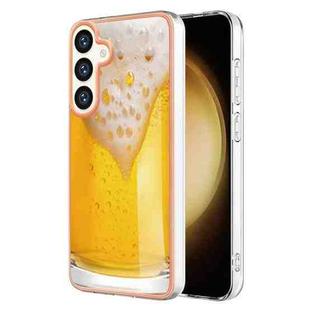 For Samsung Galaxy S24+ 5G Electroplating Marble Dual-side IMD Phone Case(Draft Beer)