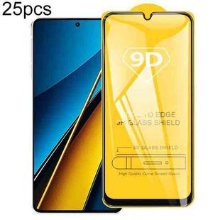 For Xiaomi Poco X6 Neo 25pcs 9D Full Glue Screen Tempered Glass Film