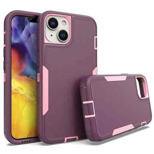 For iPhone 14 2 in 1 Magnetic PC + TPU Phone Case(Purple Red+Pink)