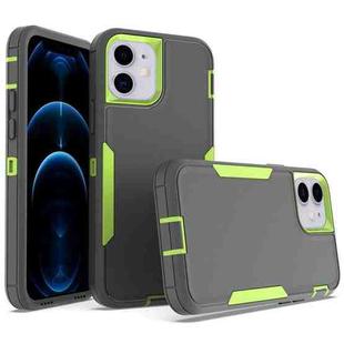 For iPhone 12 2 in 1 Magnetic PC + TPU Phone Case(Gray+Fluorescent Green)