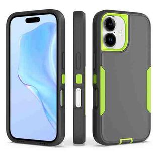 For iPhone 16 2 in 1 Magnetic PC + TPU Phone Case(Gray+Fluorescent Green)