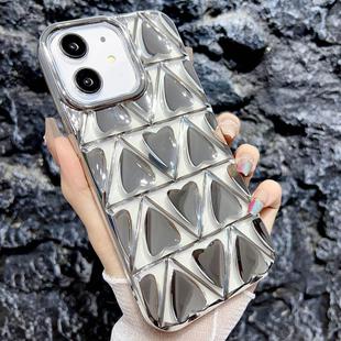 For iPhone 12 Little Love Electroplated Phone Case(Silver)