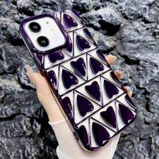 For iPhone 12 Little Love Electroplated Phone Case(Purple)