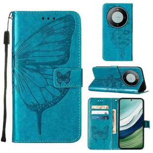 For Huawei Mate 60 Embossed Butterfly Leather Phone Case(Blue)