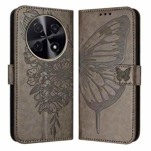 For Huawei Nova 12i 4G Global Embossed Butterfly Leather Phone Case(Grey)