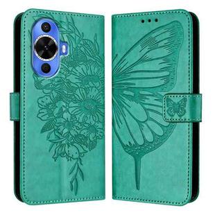 For Huawei Nova 12s 4G Global Embossed Butterfly Leather Phone Case(Green)