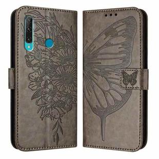 For Huawei Enjoy 9s/P Smart/P Smart+ 2019 Embossed Butterfly Leather Phone Case(Grey)