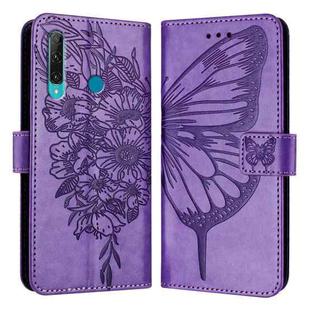 For Huawei Enjoy 9s/P Smart/P Smart+ 2019 Embossed Butterfly Leather Phone Case(Purple)