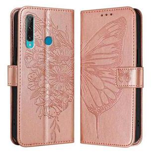 For Huawei Enjoy 9s/P Smart/P Smart+ 2019 Embossed Butterfly Leather Phone Case(Rose Gold)